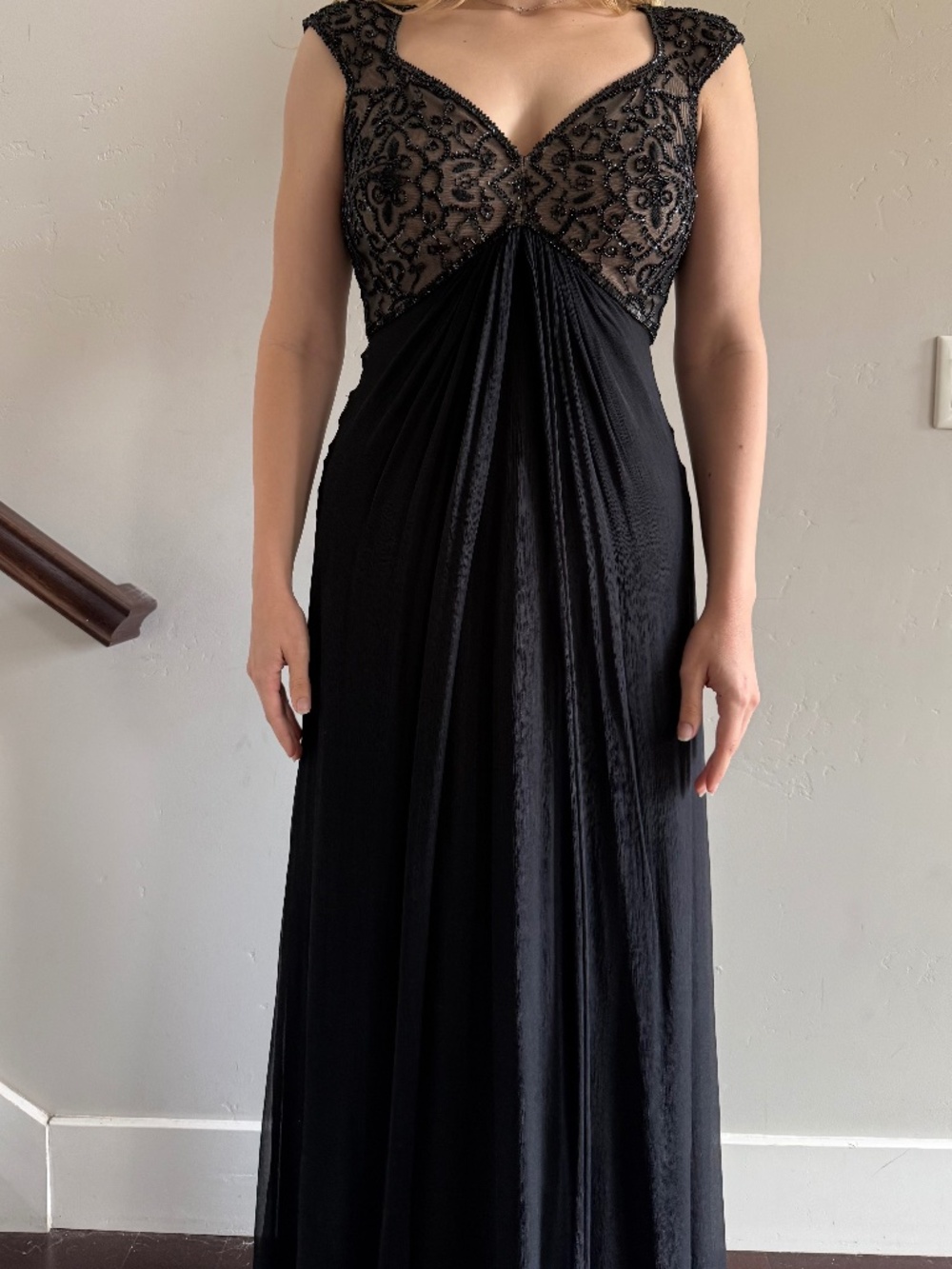 Tadashi Shoji black silk maxi dress | Size 8